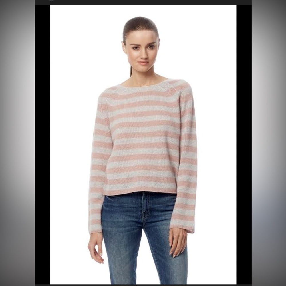 360 Cashmere Pink and Gray Striped Sweater XS extra small